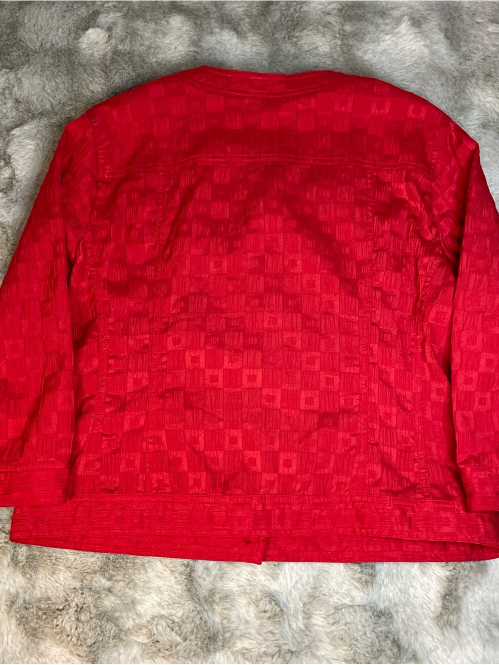 Ruby Rd. Bright Red Textured Button-Up Jacket-0221 - Picture 6 of 9